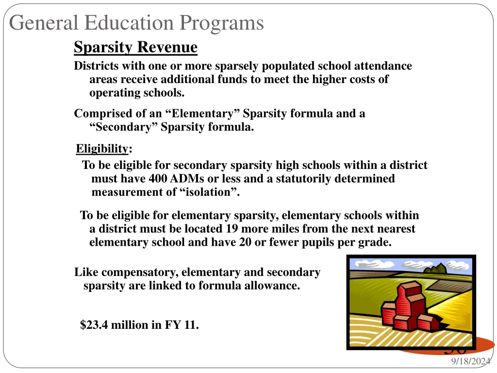 general education programs sparsity revenue