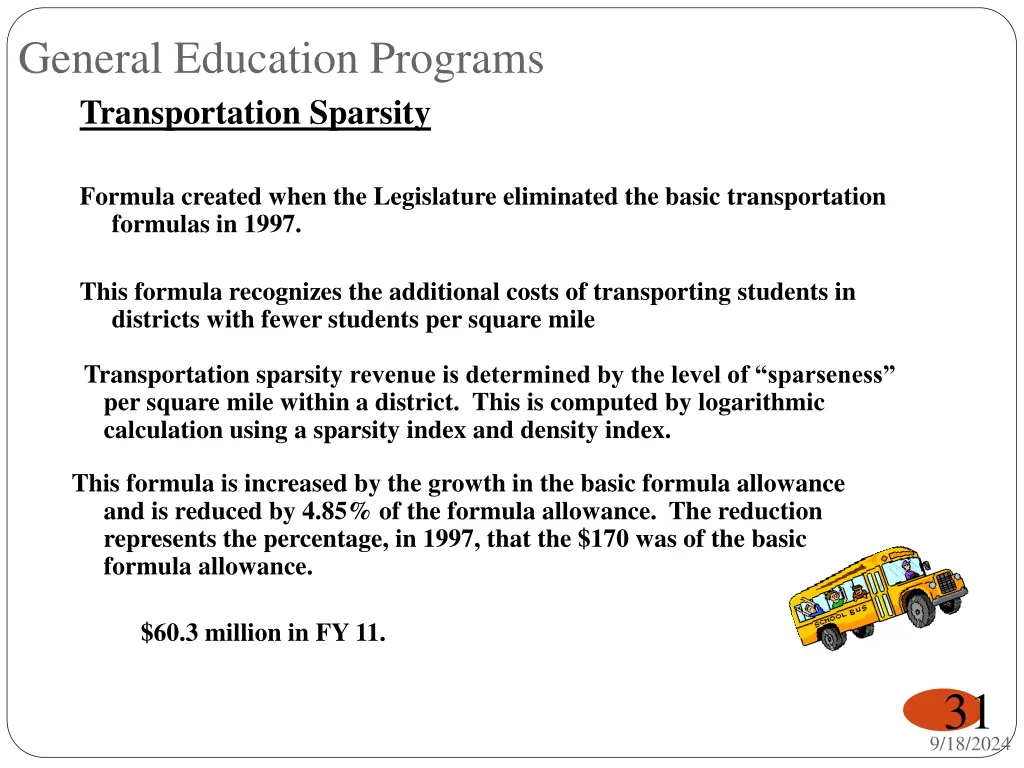 general education programs transportation sparsity