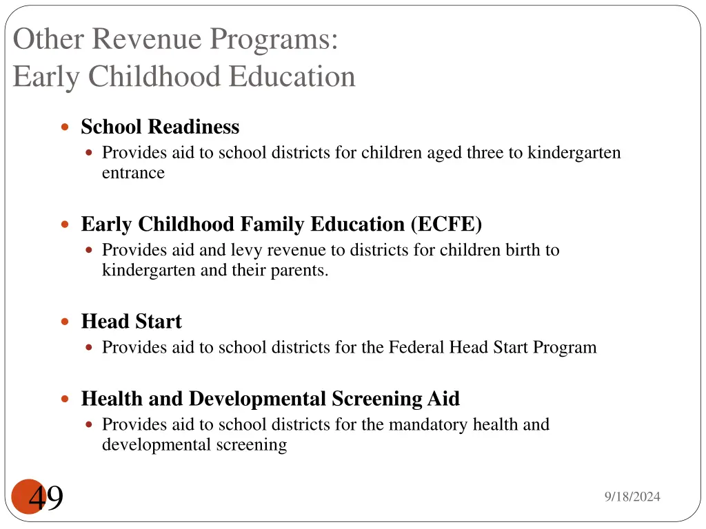 other revenue programs early childhood education 1