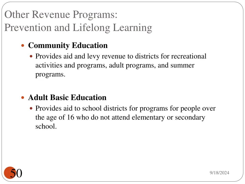 other revenue programs prevention and lifelong