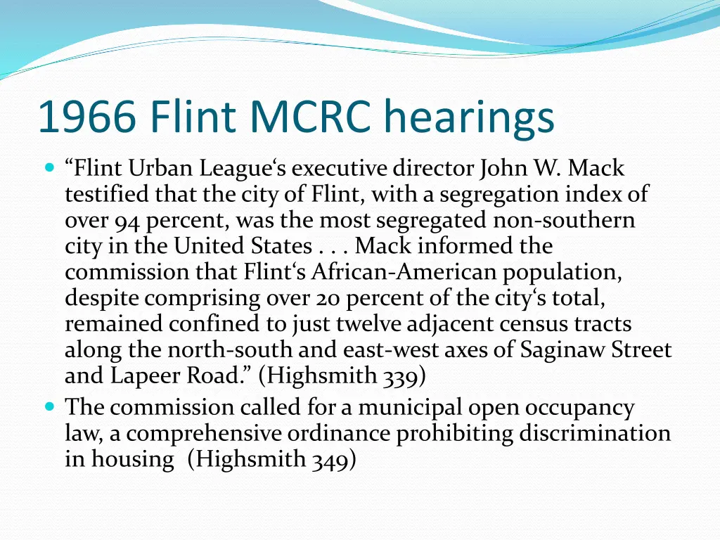 1966 flint mcrc hearings