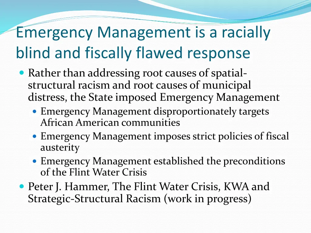 emergency management is a racially blind