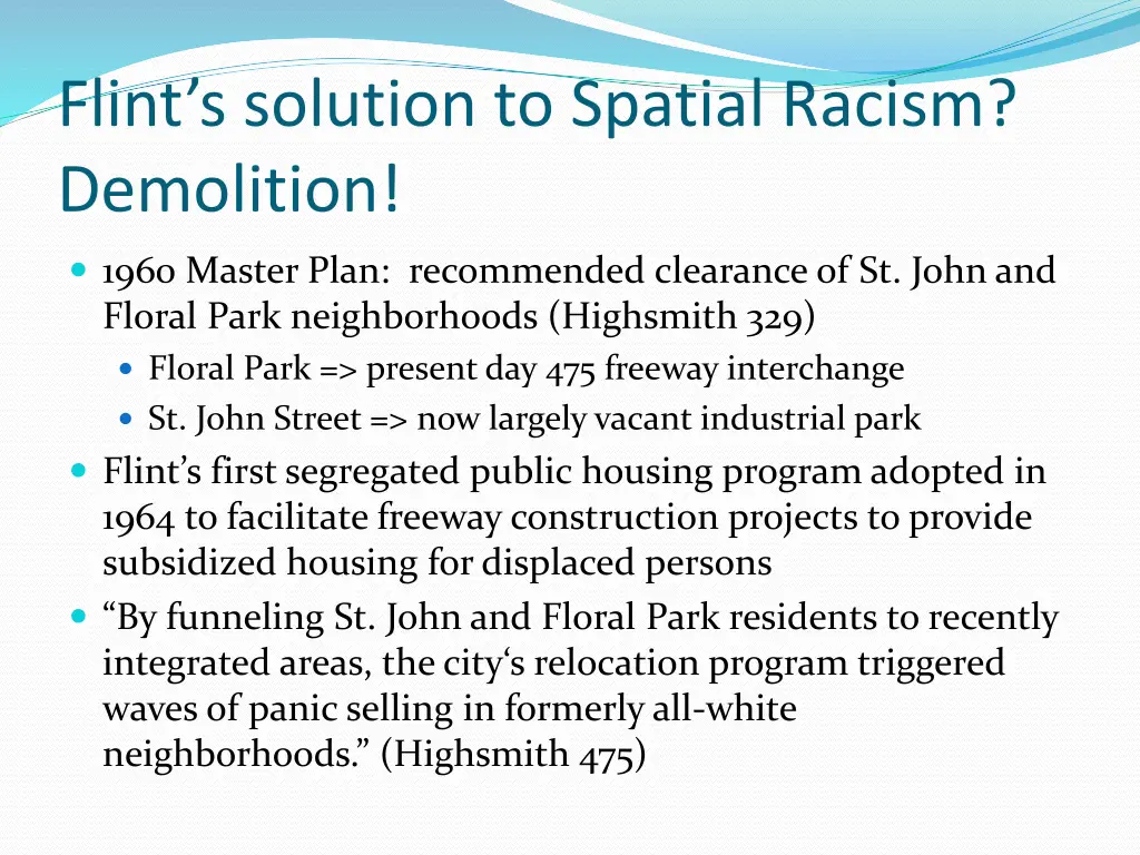 flint s solution to spatial racism demolition