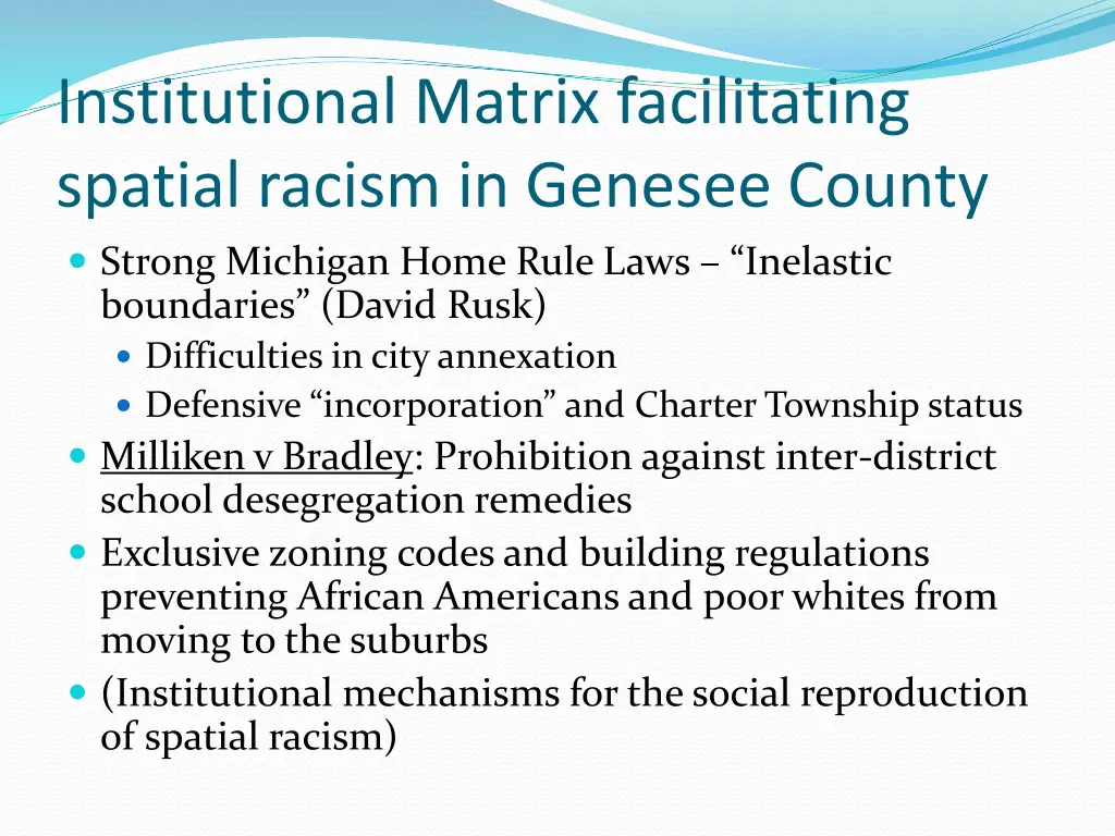 institutional matrix facilitating spatial racism 1