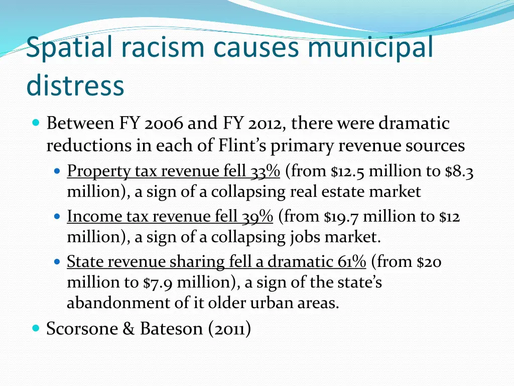 spatial racism causes municipal distress