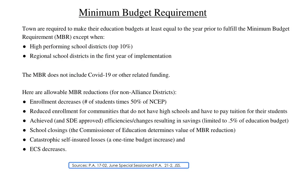 minimum budget requirement