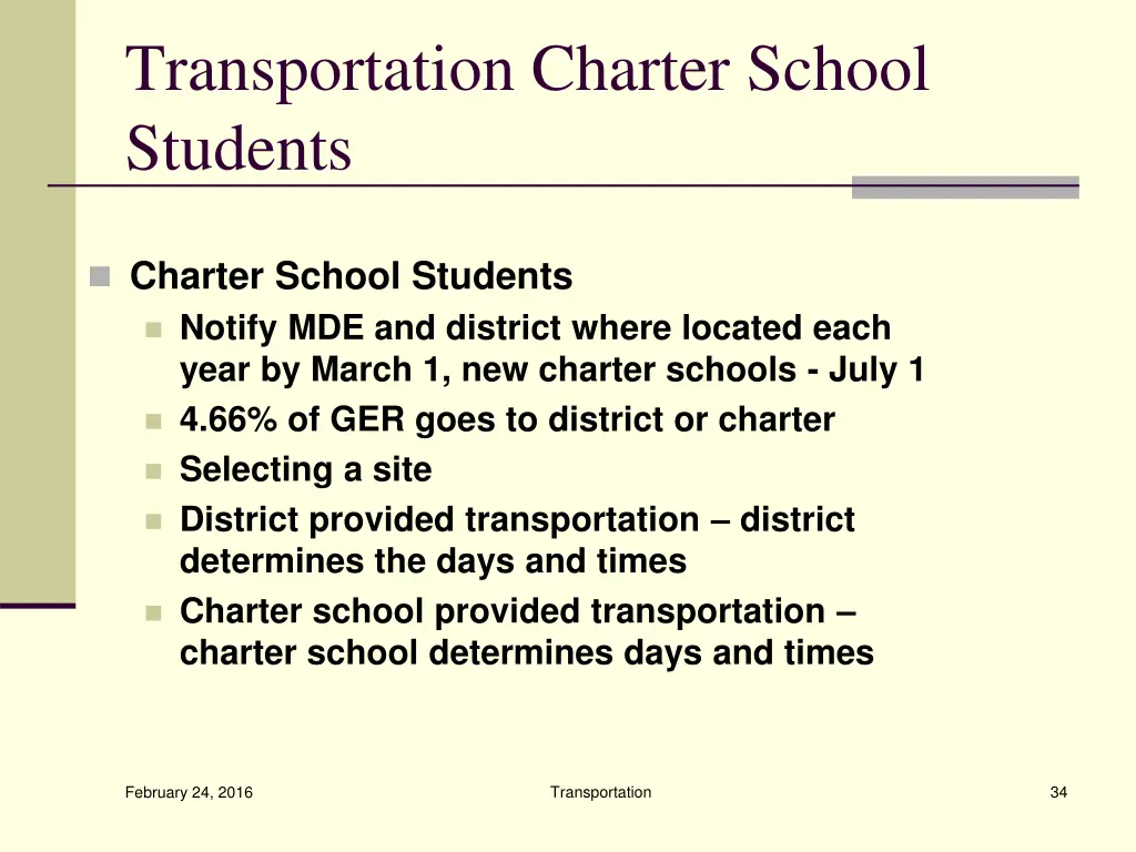 transportation charter school students