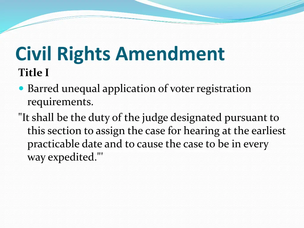 civil rights amendment title i barred unequal