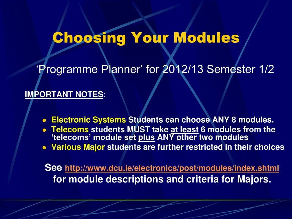 choosing your modules