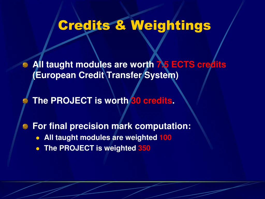 credits weightings