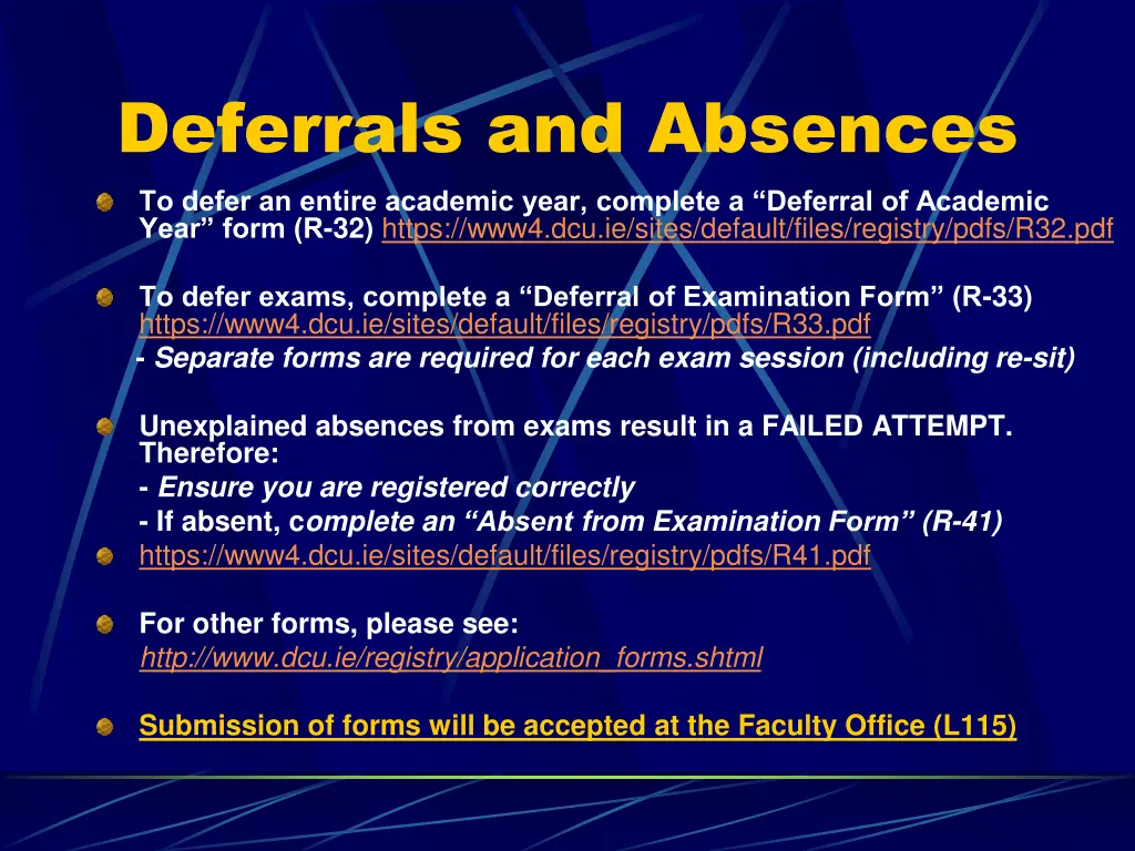 deferrals and absences to defer an entire