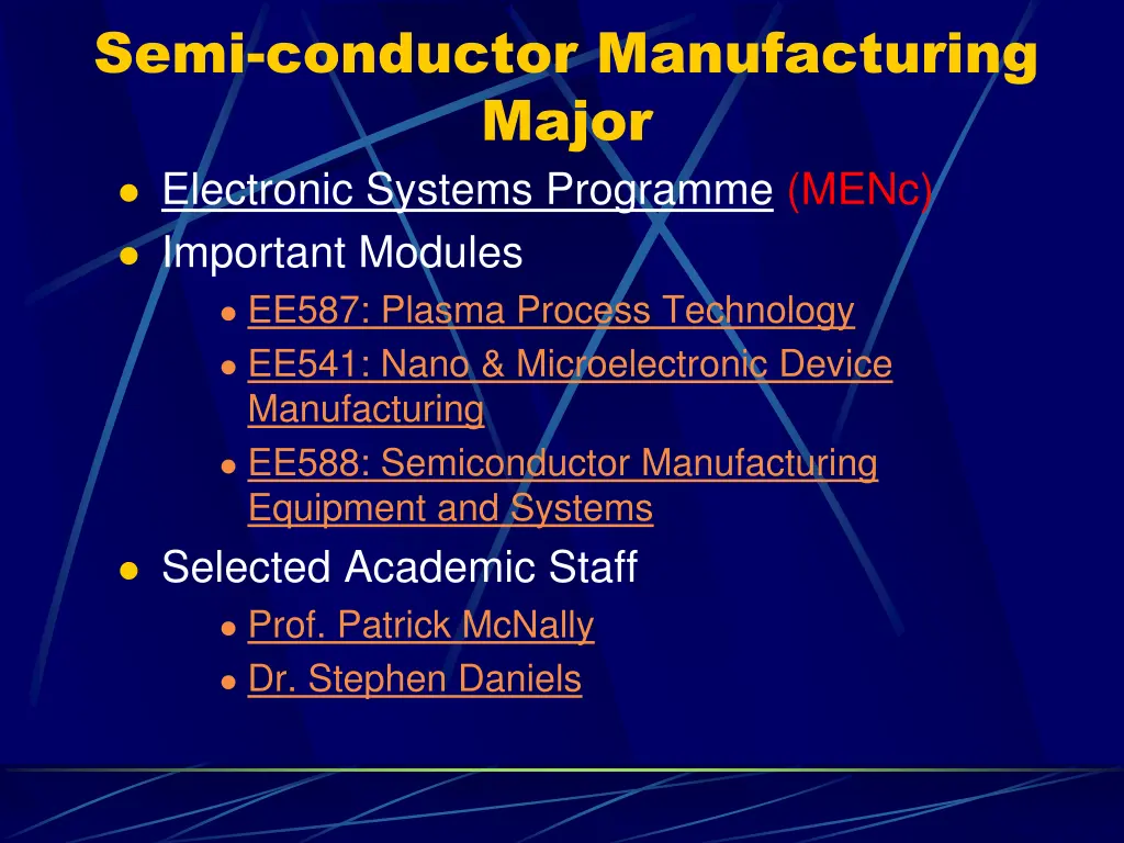 semi conductor manufacturing major electronic