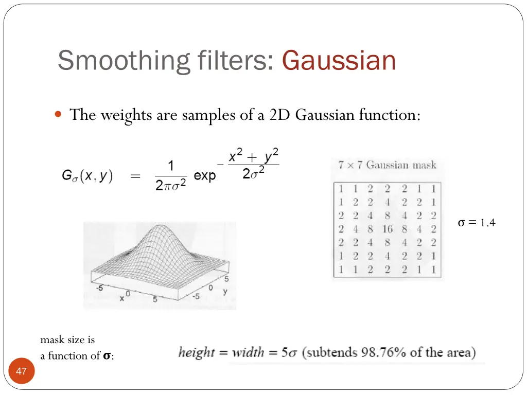 smoothing filters gaussian