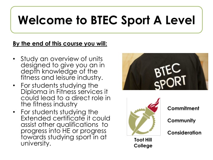 welcome to btec sport a level