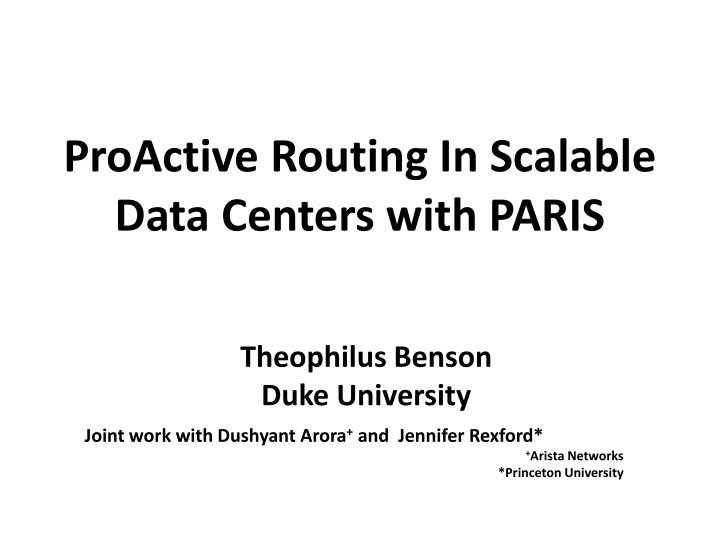 proactive routing in scalable data centers with