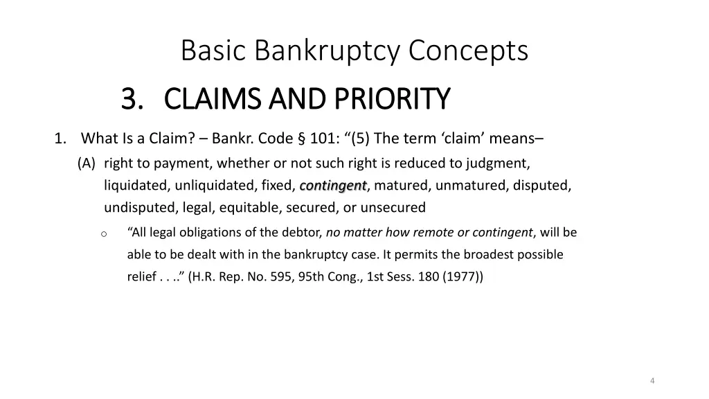 basic bankruptcy concepts