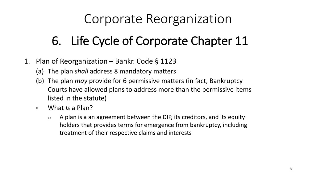 corporate reorganization 2