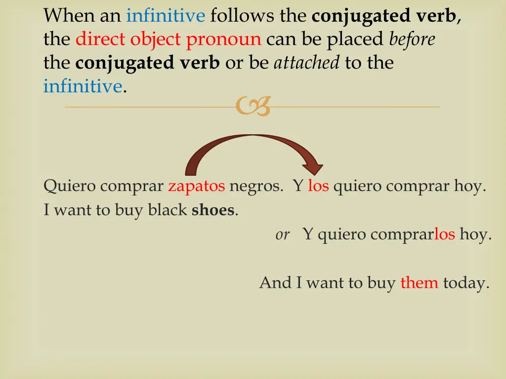 when an infinitive follows the conjugated verb