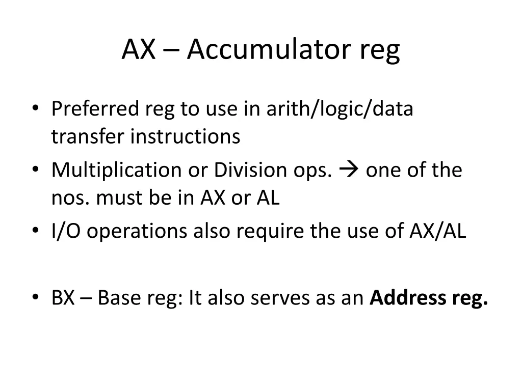 ax accumulator reg