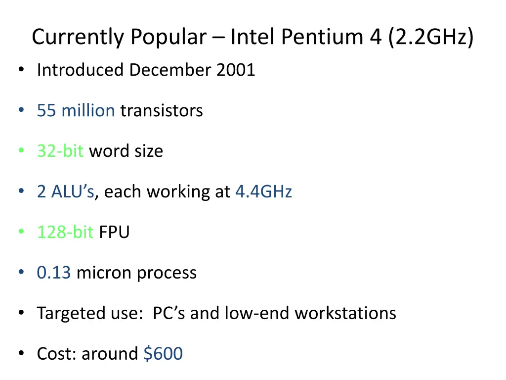 currently popular intel pentium 4 2 2ghz