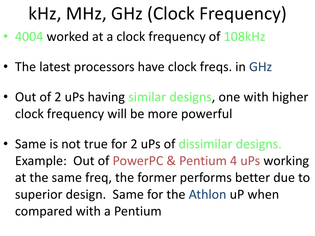 khz mhz ghz clock frequency 4004 worked