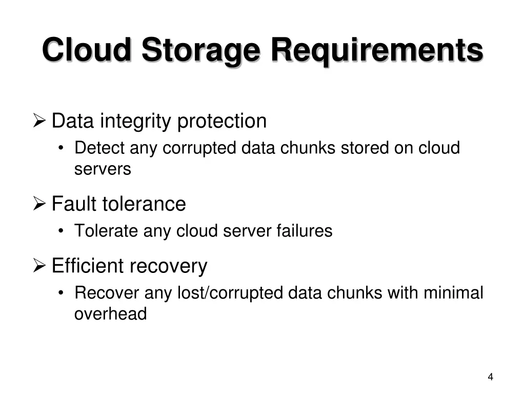 cloud storage requirements