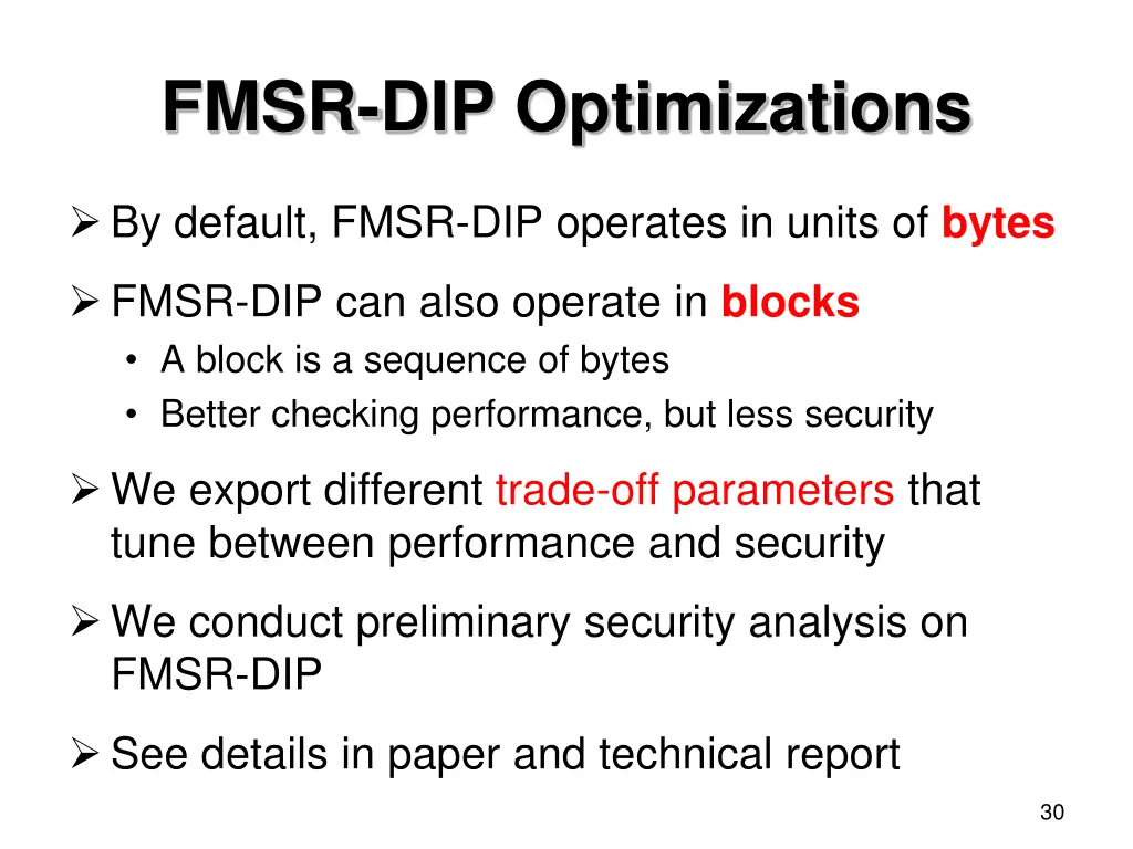 fmsr dip optimizations