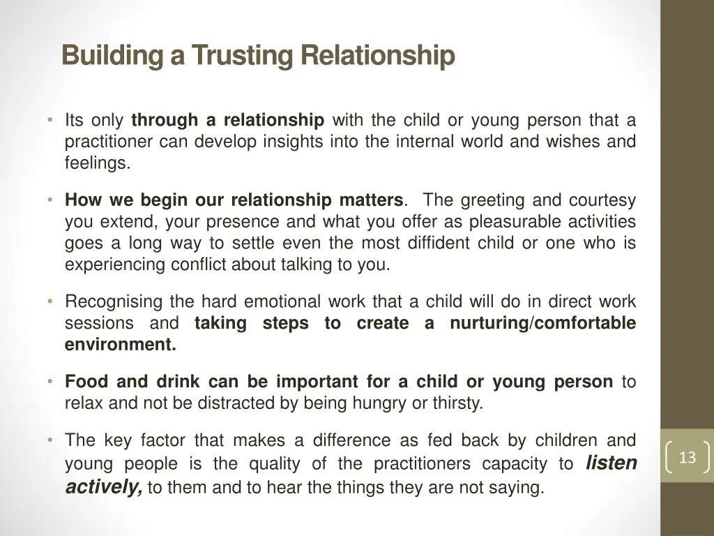 building a trusting relationship