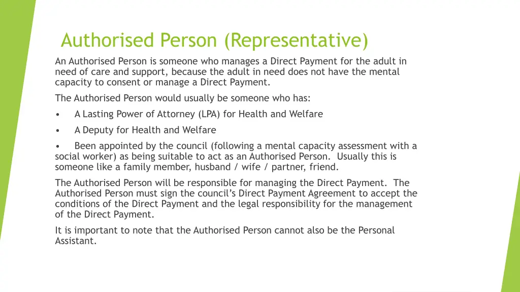 authorised person representative an authorised