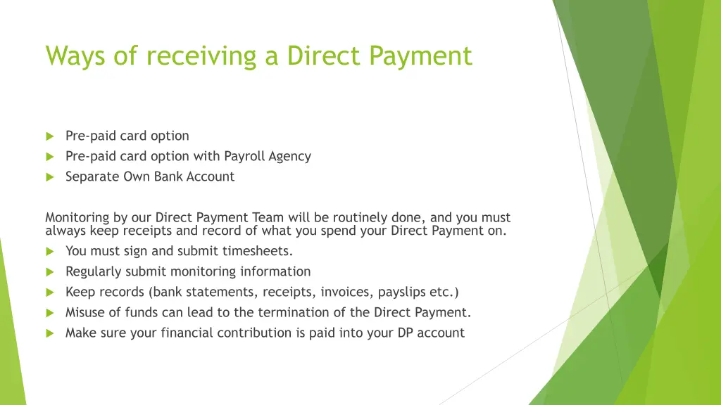 ways of receiving a direct payment