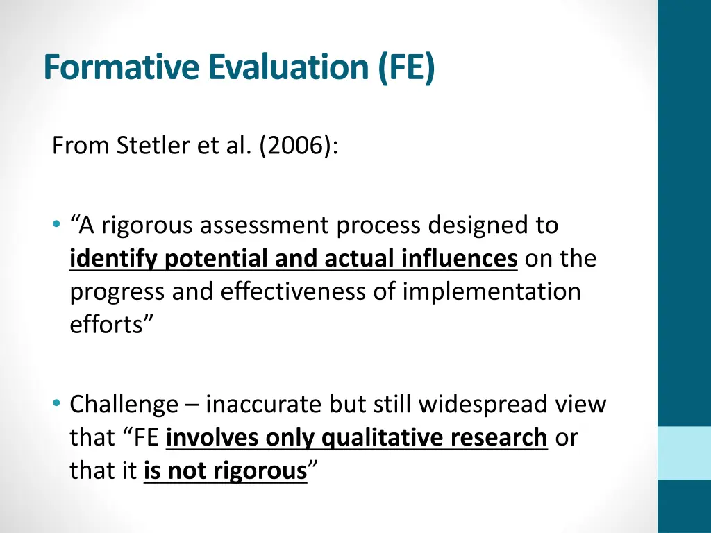 formative evaluation fe