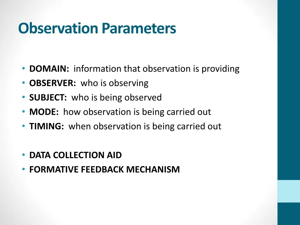 observation parameters