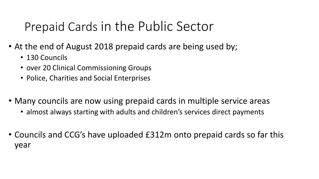 prepaid cards in the public sector