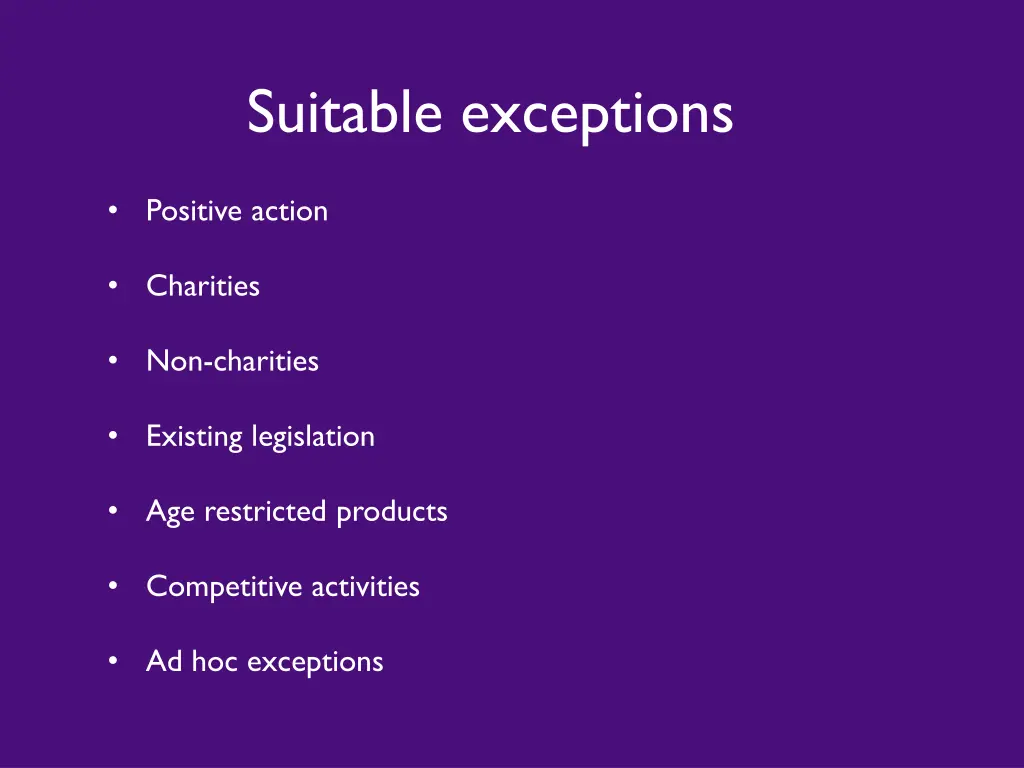 suitable exceptions