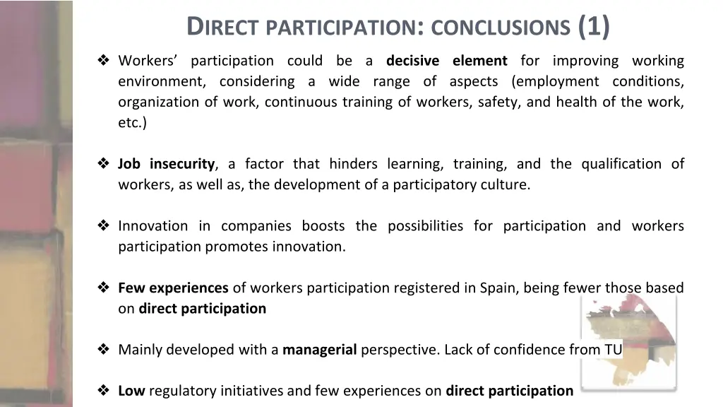 d irect participation conclusions 1 workers