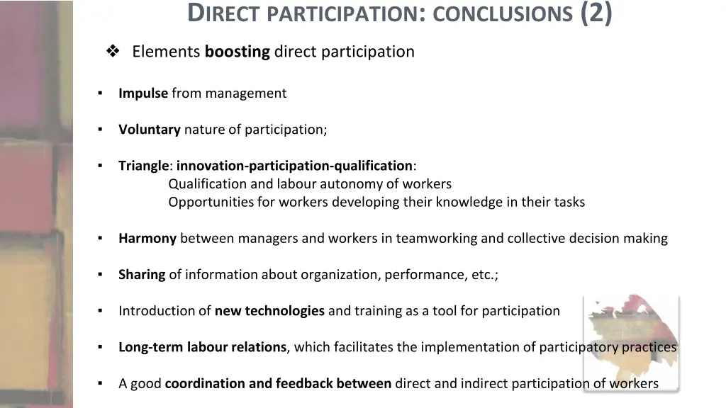 d irect participation conclusions 2 elements