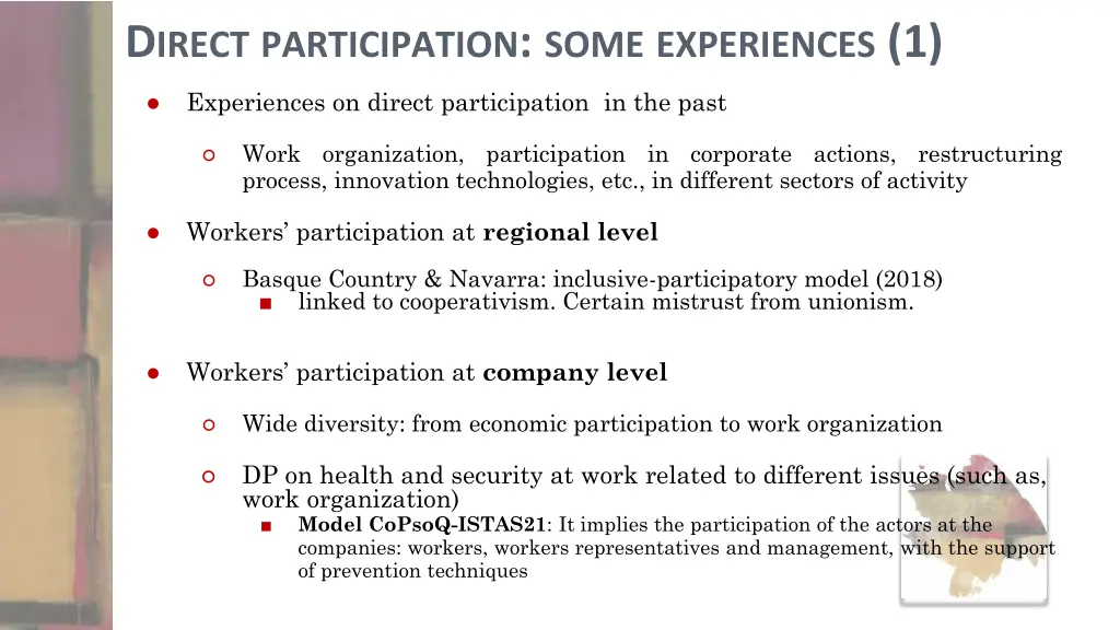 d irect participation some experiences 1