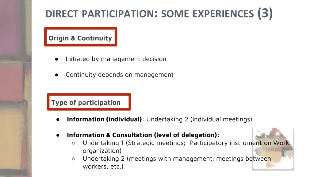 direct participation some experiences 3