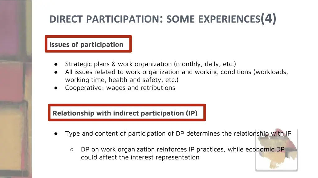 direct participation some experiences 4