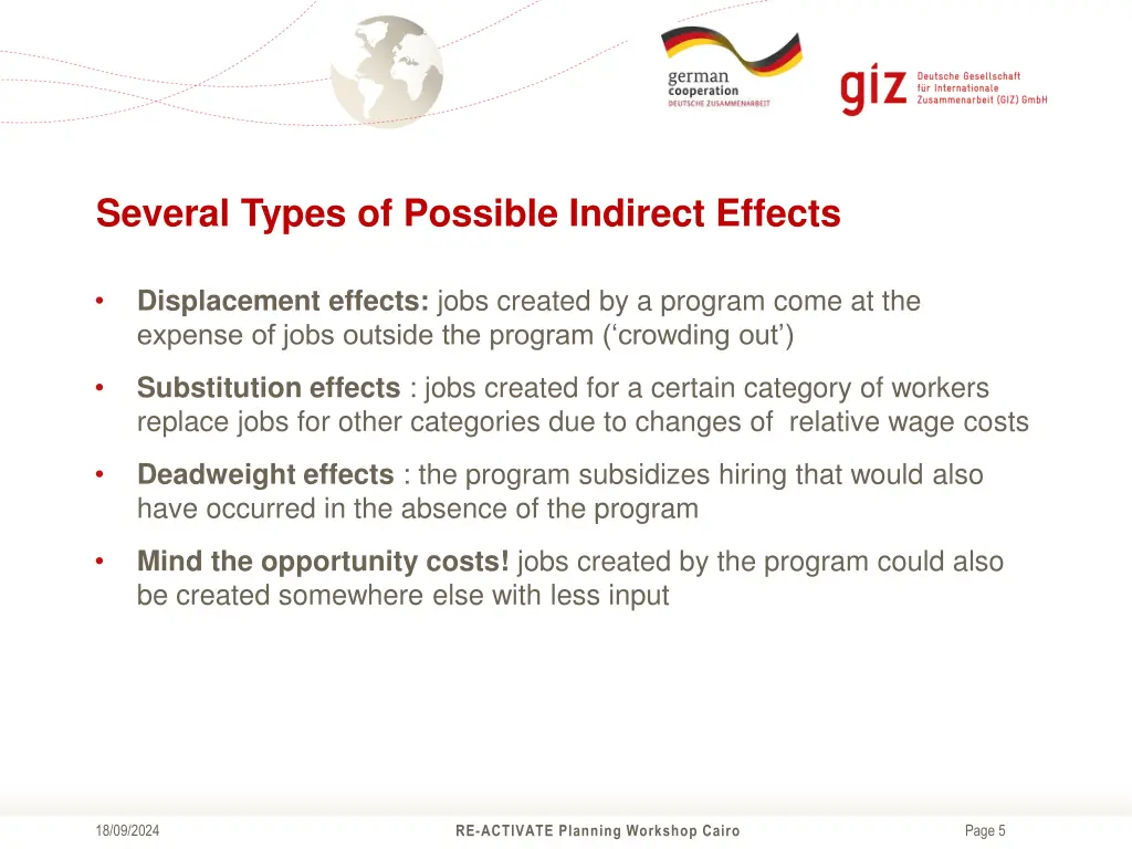 several types of possible indirect effects