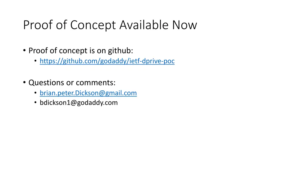 proof of concept available now