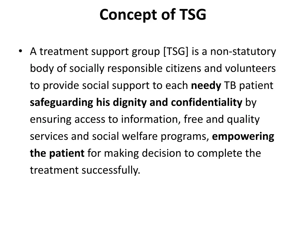 concept of tsg