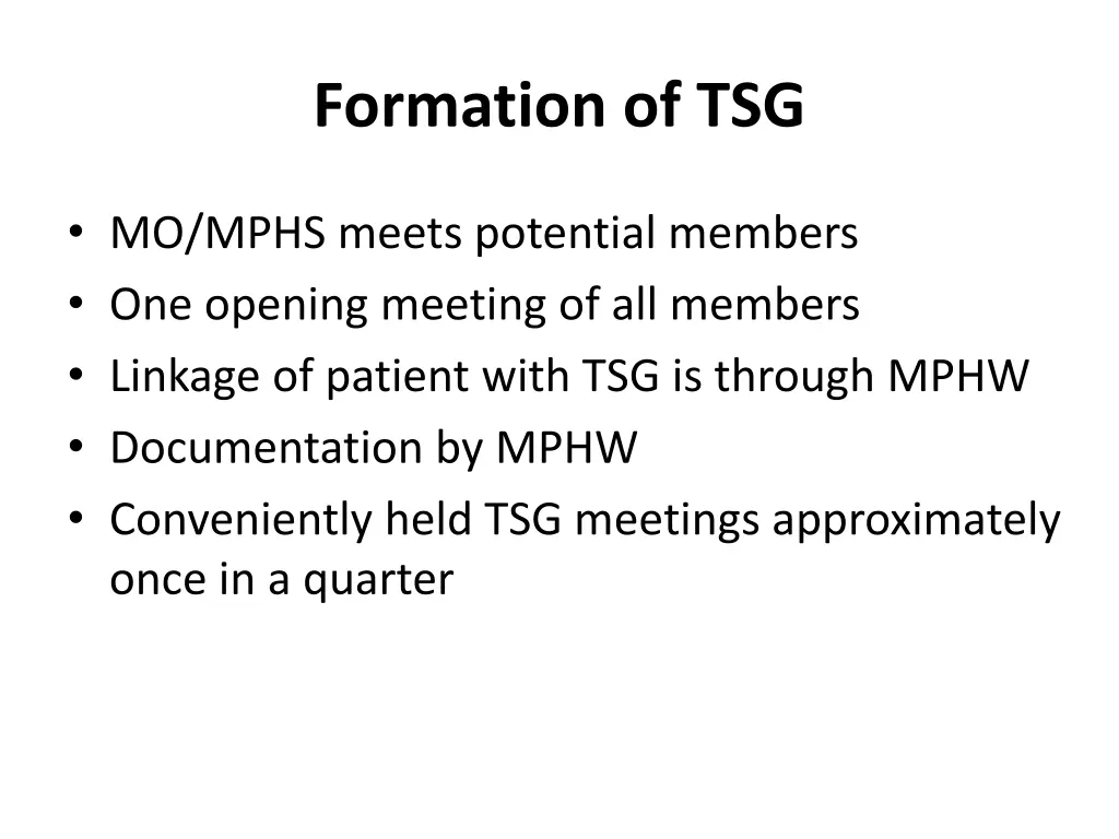 formation of tsg