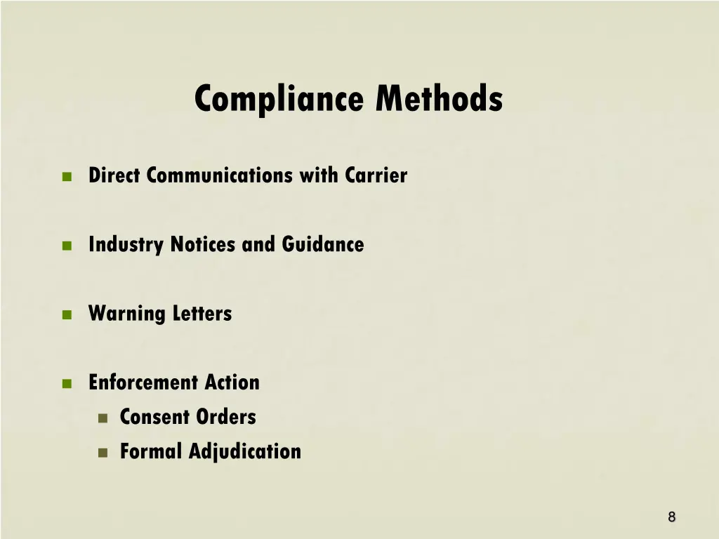 compliance methods