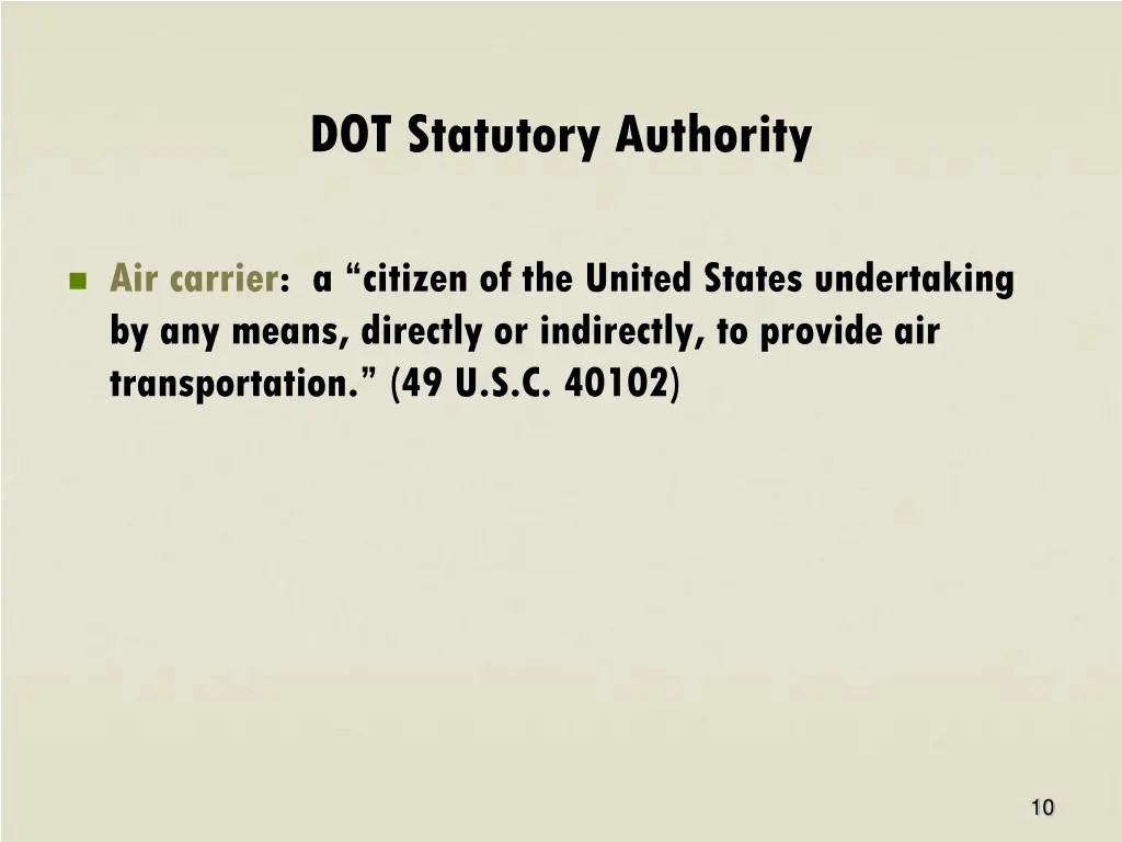 dot statutory authority 1