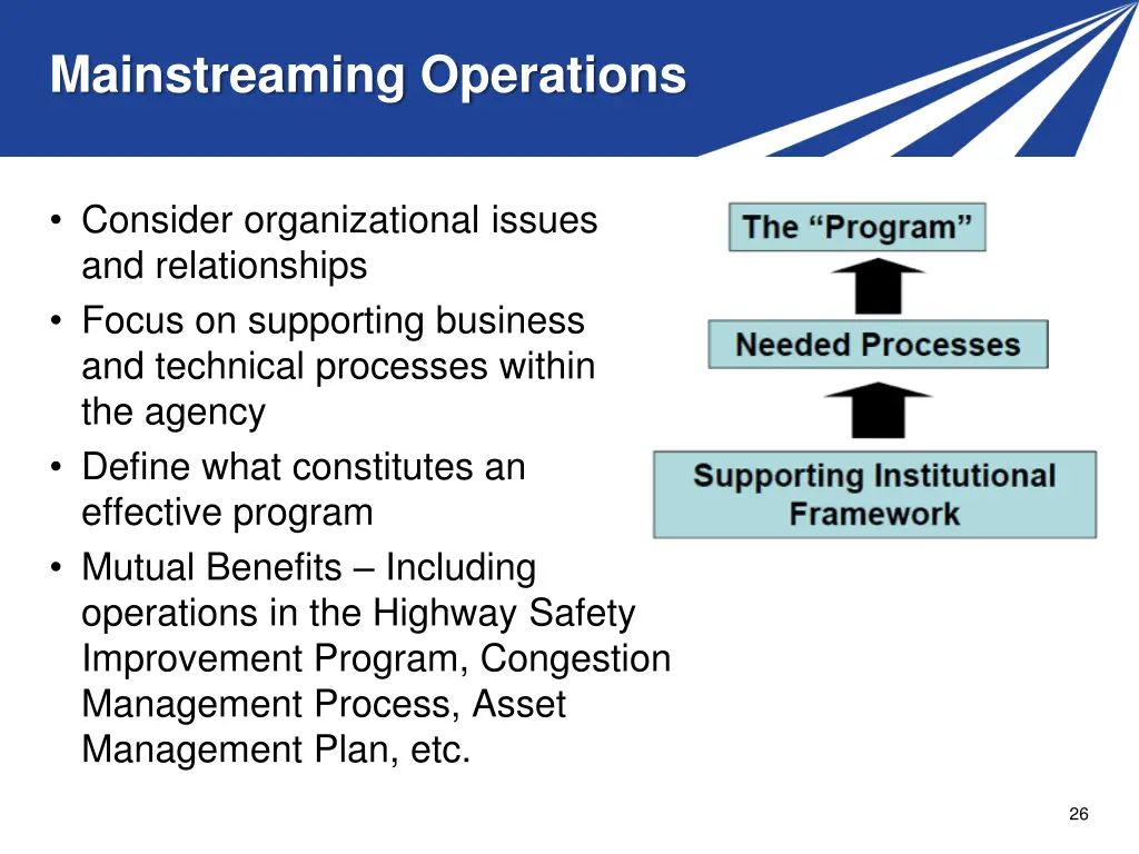 mainstreaming operations