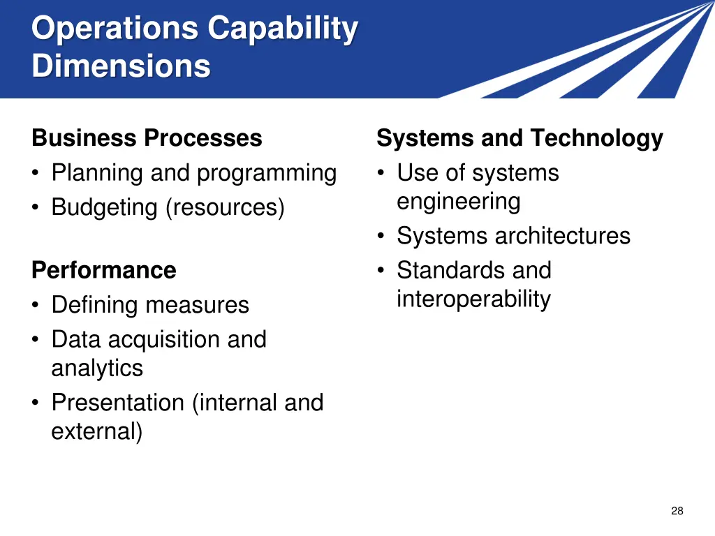 operations capability dimensions