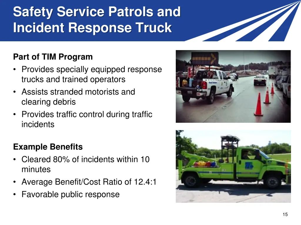 safety service patrols and incident response truck