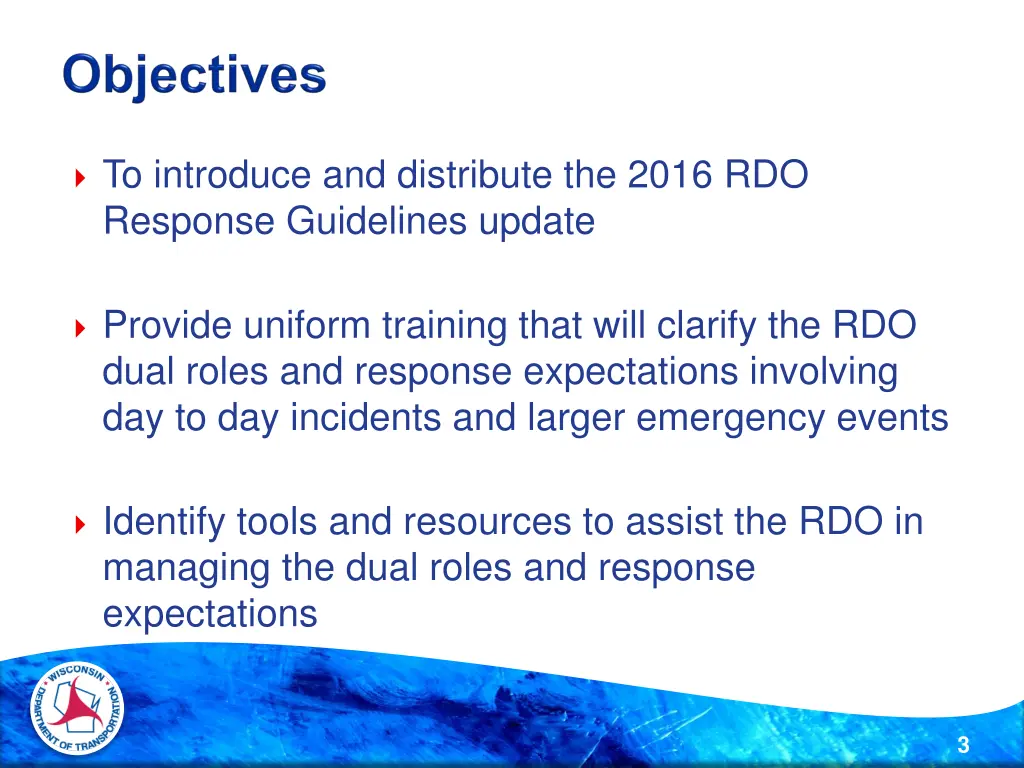 to introduce and distribute the 2016 rdo response