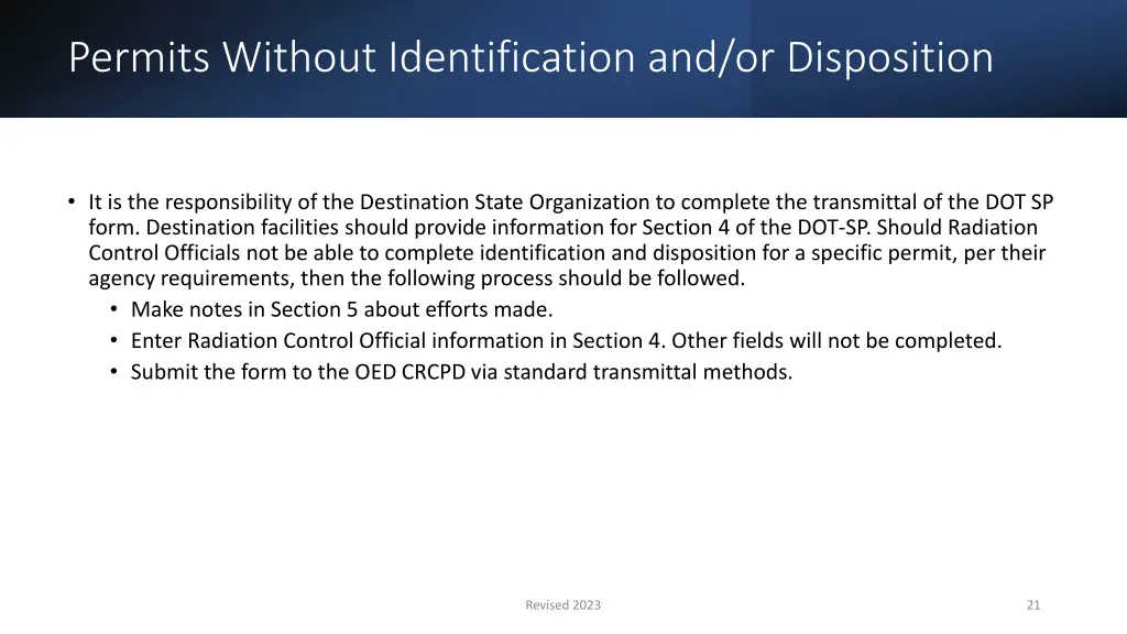 permits without identification and or disposition